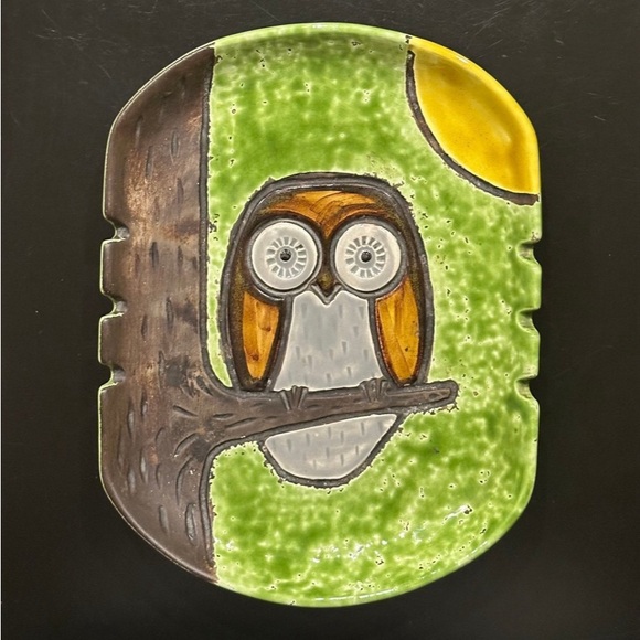 Vintage unique Bitossi Raymor owl ashtray/ trinket tray 9” - Picture 7 of 7